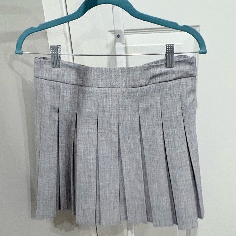Stradivarius Light Gray Pleated Mini Skirt